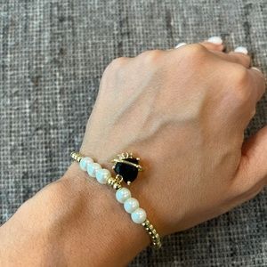 Heart of Gold- 14K Gold Plated with Black Zirconia